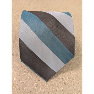 Chaps Necktie Men's 60x2.5 Inch Blue & Gray Stripes 100% Silk